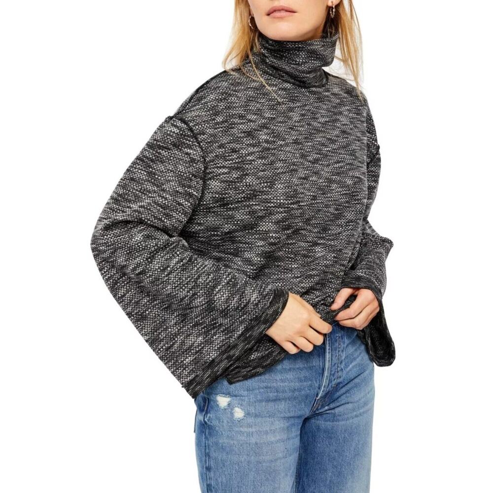 Free People Sunny Days Turtleneck Top In Overboard Combo $98 Size S NWOT